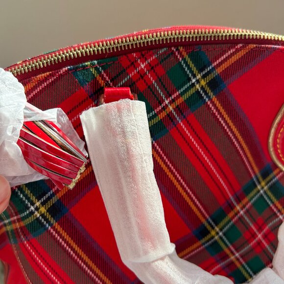 Dooney & Bourke Red Tartan Collection Satchel - Picture 7 of 16